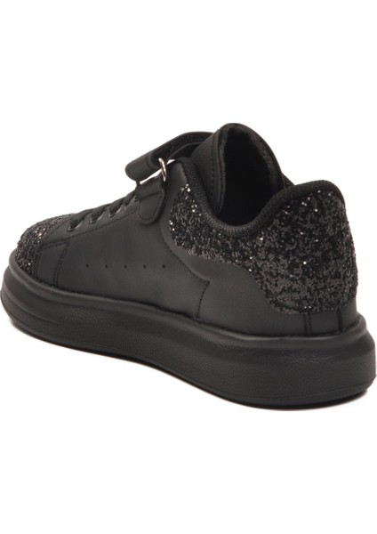 Siyah Simli Cırtlı Kız Çocuk Spor Ayakkabı fırsatları