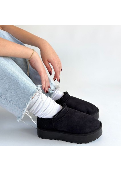 Siyah Süet Kürklü Kadın Düz Bootie fırsatları