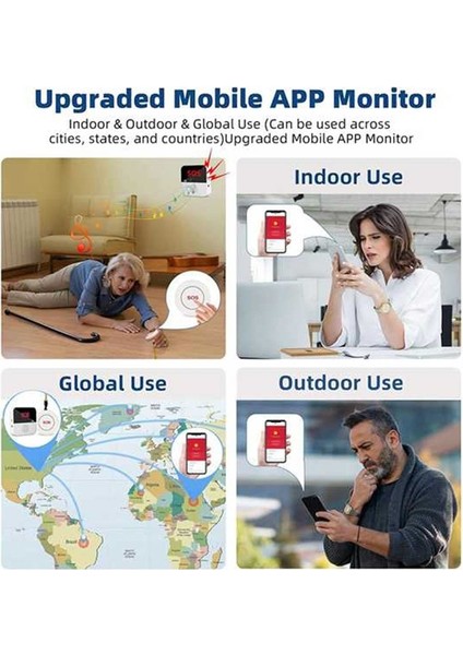 Kablosuz Wifi Yaşlı Bakıcı Çağrı Sos Çağrı Düğmesi Acil Durum Sos Uyarı Sistemi Yaşlılar Için Yaşlılar (B) (Yurt Dışından) fırsatları