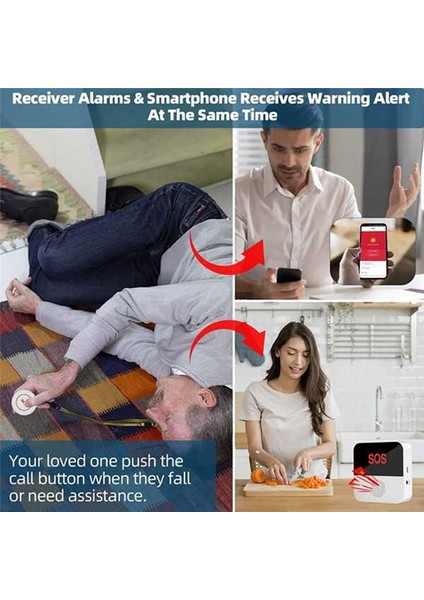 Kablosuz Wifi Yaşlı Bakıcı Çağrı Sos Çağrı Düğmesi Acil Durum Sos Uyarı Sistemi Yaşlılar Için Yaşlılar (B) (Yurt Dışından) indirimleri