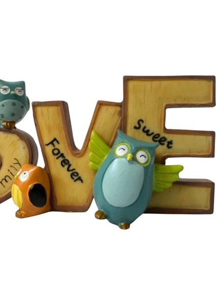 7970 Love Yazılı Baykuş Figürlü Biblo - 2’li Set indirimleri