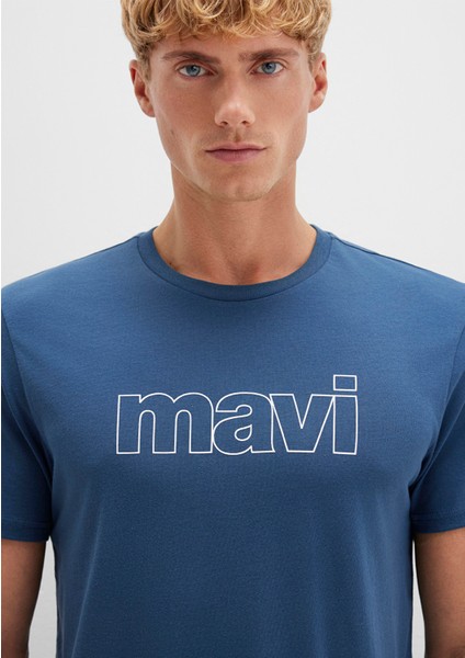 Mavi Logo Baskılı Mavi Tişört 065781-90609