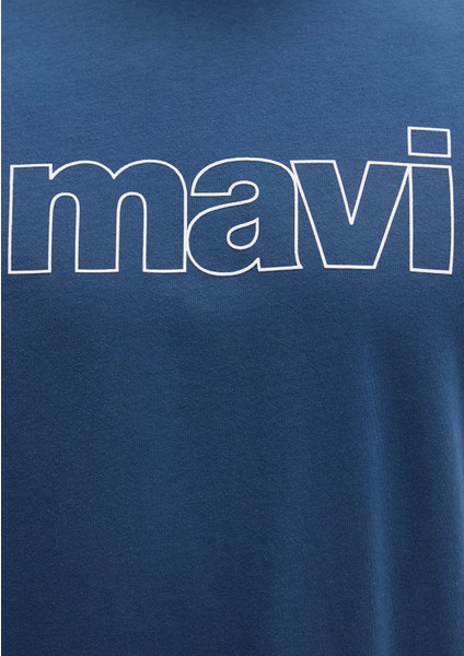 Mavi Logo Baskılı Mavi Tişört 065781-90609