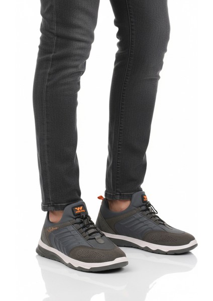 Füme Lastik Bağcıklı Erkek Spor Ayakkabı