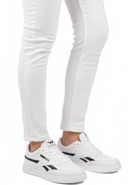 Beyaz Siyah Bağcıklı Erkek Spor Ayakkabı