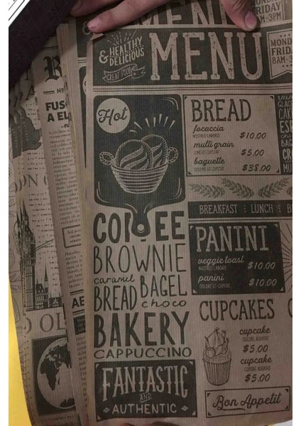 50 Adet Kendinden Desenli Yağlı Kağıt Vintage Gazete Desen Servis ve Sunum Kağıdı Karışık Desen indirimleri