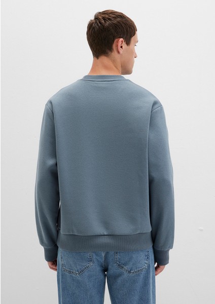 Bisiklet Yaka Mavi Basic Sweatshirt 0S10276-80889