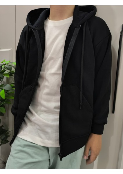 Yüksek Kalite Kapüşonlu ve Fermuarlı Pamuklu Unisex Çocuk Sweatshirt