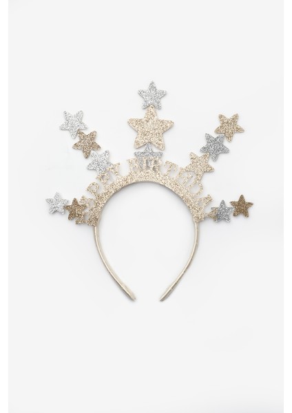 Altın Yıldızlı Happy Birthday Kız Çocuk Taç