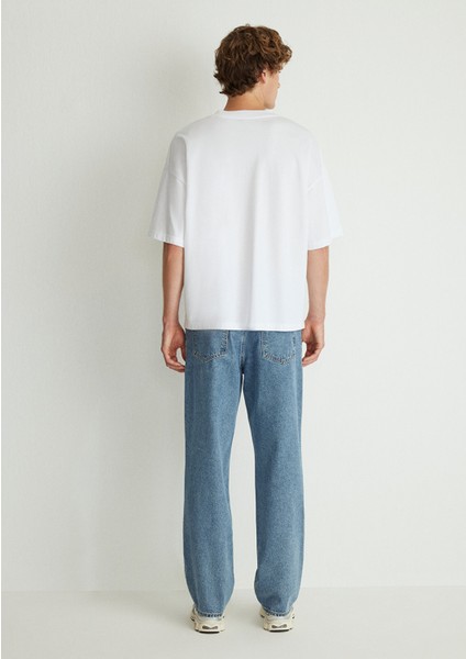 Bisiklet Yaka Basic Beyaz Tişört 0611931-620