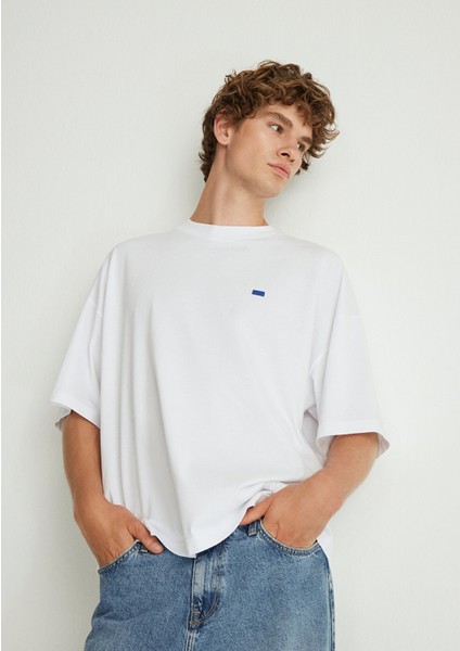 Bisiklet Yaka Basic Beyaz Tişört 0611931-620