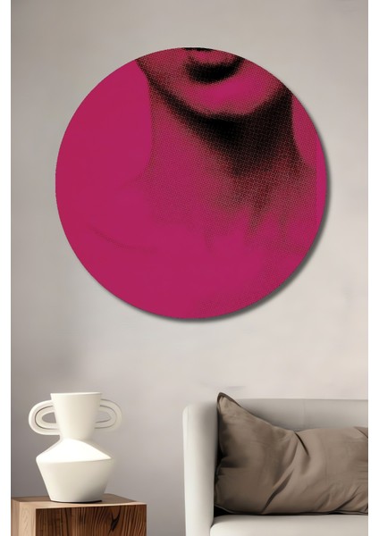 Dekoratif Ahşap Yuvarlak Tablo Pembe Dudaklar