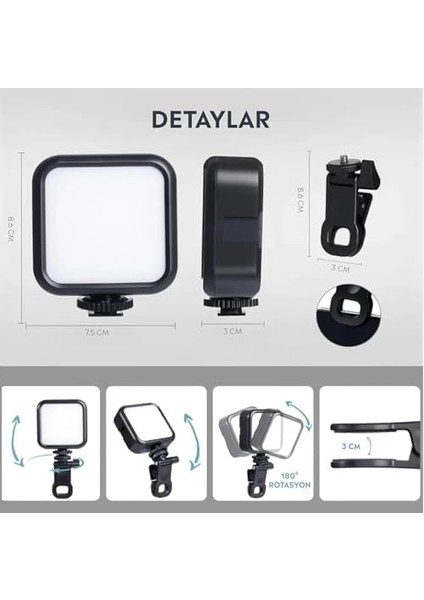 Şarj Edilebilir Selfie Işığı, Telefon Dizüstü Bilgisayar Tablet Için Klipsli Dolgu Işığı Video Konferans Için Taşınabilir Işık Canlı Akış Yakınlaştırma fiyatları