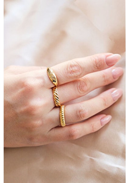 Kadın 3'lü Altın Yüzük Seti 14 Ayar Şık Tasarım ile Günlük Kullanım İçin fiyatları