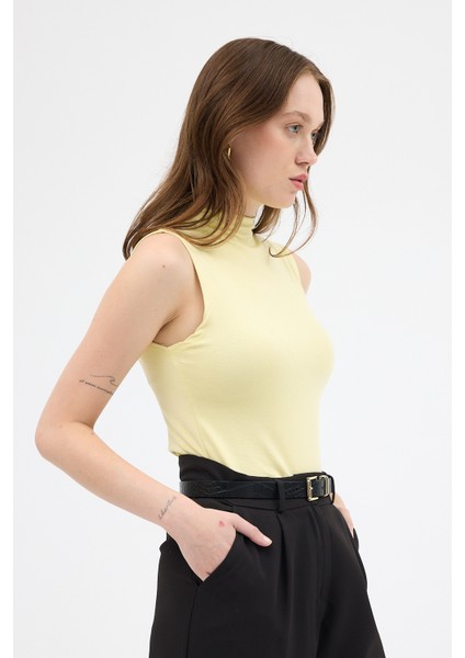 Sarı Kadın Kolsuz Yüksek Yaka Body 8155A modelleri