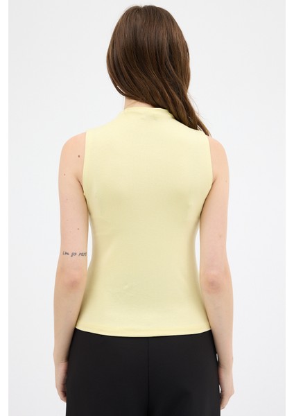 Sarı Kadın Kolsuz Yüksek Yaka Body 8155A