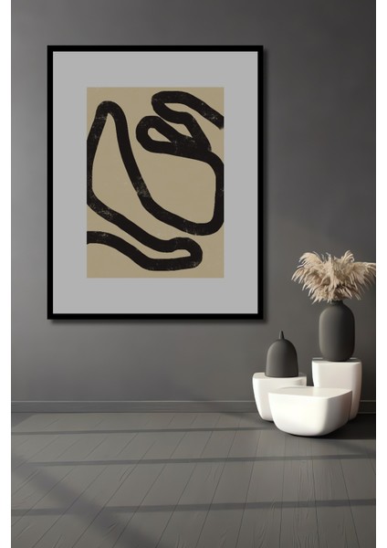 Dekoratif Ahşap Dikdörtgen Tablo Kıvrımlı Hatlar Çerçeve Görünümlü