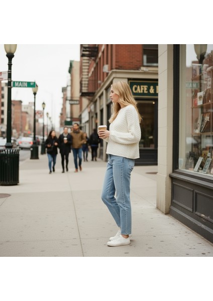 Kadın Triko Premium Dokulu Özel Örgü Bisiklet Yaka Kazak Salaş/oversize