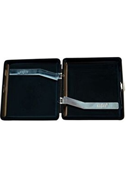 Etnik Desen Tasarımlı Sigara Tabakası Mat Siyah Metal 95 x 90 mm Kapasite 20 Adet