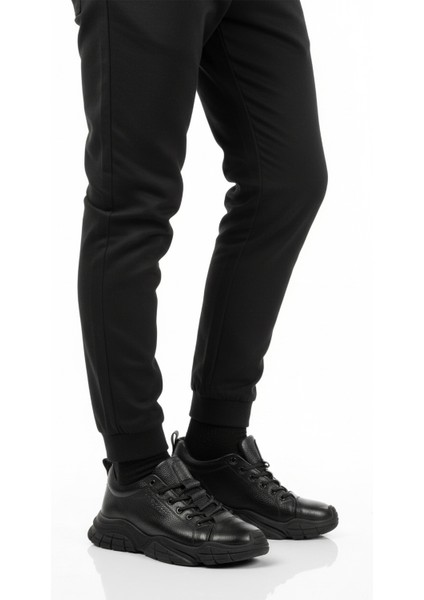 Siyah Floter Hakiki Deri Dar Kalıp Erkek Casual Ayakkabı