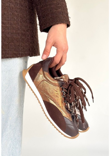 Kahverengi Paraşüt Detaylı Bağcıklı Kadın Spor Ayakkabı fiyatları