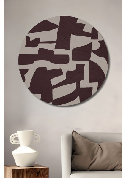 Dekoratif Ahşap Yuvarlak Tablo Soyut Kesitler