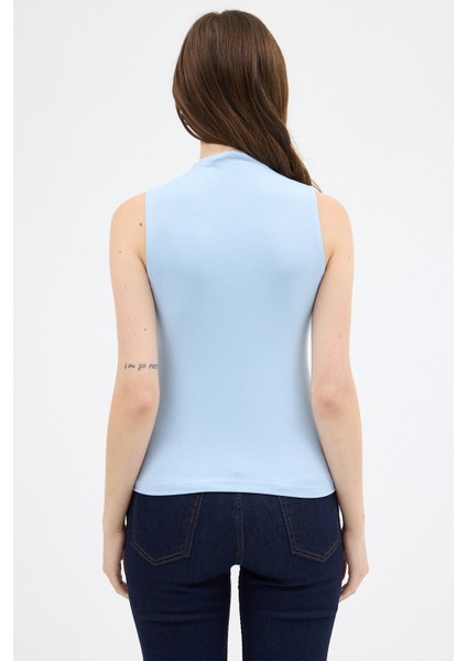 Mavi Kadın Kolsuz Yüksek Yaka Body 8155A