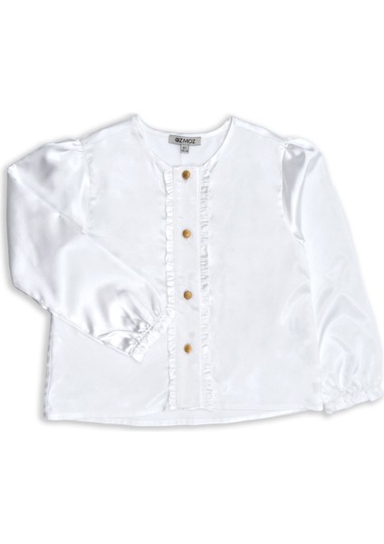 Floş Viskon Beyaz Uzun Kollu Kız Çocuk Bluz fiyatları