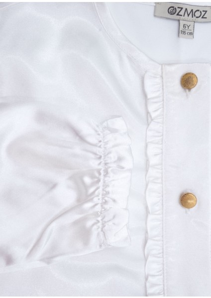 Floş Viskon Beyaz Uzun Kollu Kız Çocuk Bluz modelleri