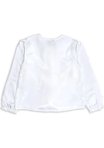 Floş Viskon Beyaz Uzun Kollu Kız Çocuk Bluz fırsatları