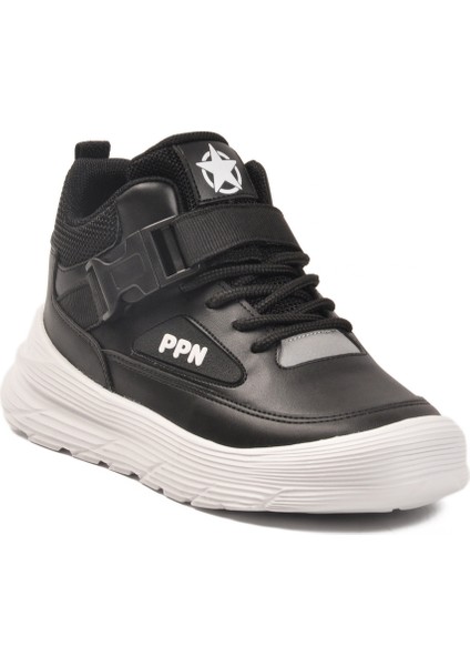 Siyah Beyaz Cırtlı Erkek Çocuk Hi Sneaker modelleri