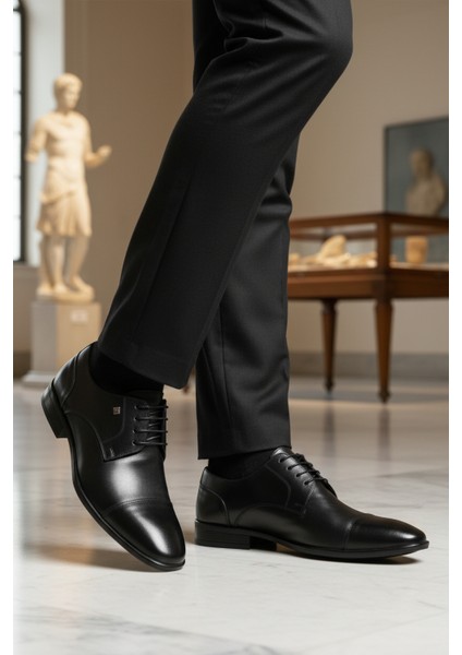 Siyah Hakiki Deri Erkek Klasik Ayakkabı modelleri