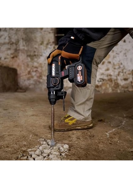 WX381 20VOLT 4.0AH. 2j Li-Ion Tek Akülü Şarjlı Profesyonel Sds- Pnömatik Kırıcı/delici + 3 Parça Delme Ucu modelleri