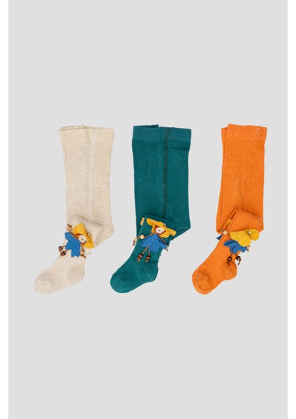 3 Adet Sevimli Kız Aksesuarlı Pamuklu Kız Çocuk ve Bebek Külotlu Çorap