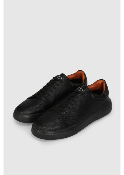 Siyah Hakiki Deri Bağcıklı Erkek Sneaker modelleri