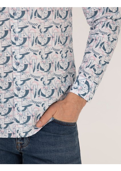 Erkek Pembe Slim Fit Uzun Kollu Gömlek 50264887-VR041