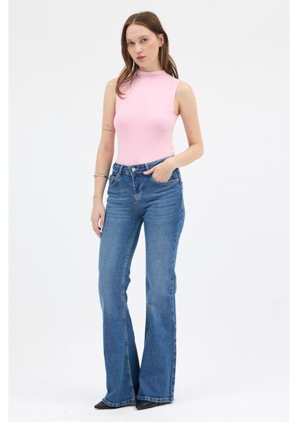 Pembe Kadın Kolsuz Yüksek Yaka Body 8155A fırsatları