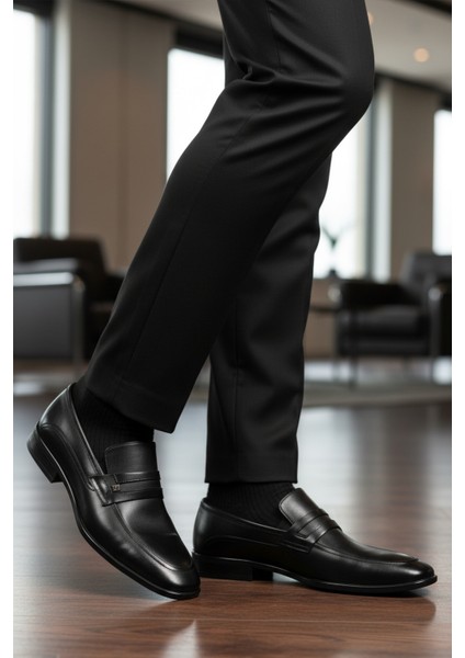 Siyah Hakiki Deri Erkek Klasik Ayakkabı modelleri