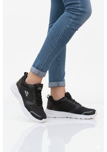 Siyah Beyaz Bağcıklı Unisex Spor Ayakkabı