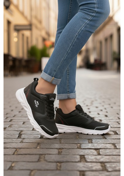 Siyah Beyaz Bağcıklı Unisex Spor Ayakkabı modelleri