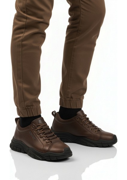 Kahve Hakiki Deri Dar Kalıp Erkek Casual Ayakkabı