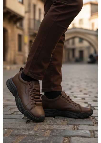 Kahve Hakiki Deri Dar Kalıp Erkek Casual Ayakkabı modelleri