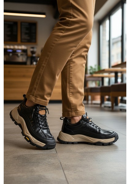 Siyah Hakiki Deri Bağcıklı Erkek Sneaker modelleri