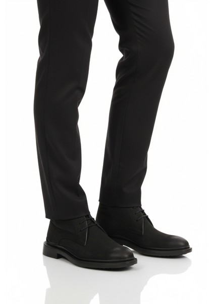 Siyah Bağcıklı Hakiki Deri Erkek Klasik Bot