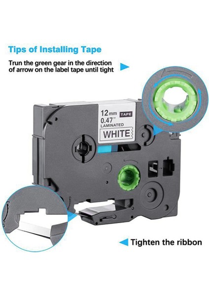 6 Adet 12MM 0.47 Beyaz Bant Beyaz Arka Plan Üzerinde Siyah Şerit Yazıcı Etiket Bandı Kardeş Şerit TZ231 ile Uyumlu (Yurt Dışından) modelleri