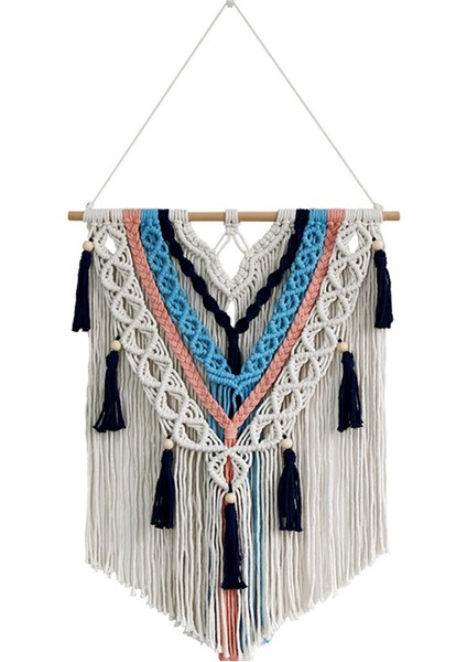 Renkli Püsküller El Dokuması Halılar Nordic Tarzı Oda Duvar Asmalar Bohem Homestay Dekoratif Duvar Asma B (Yurt Dışından)