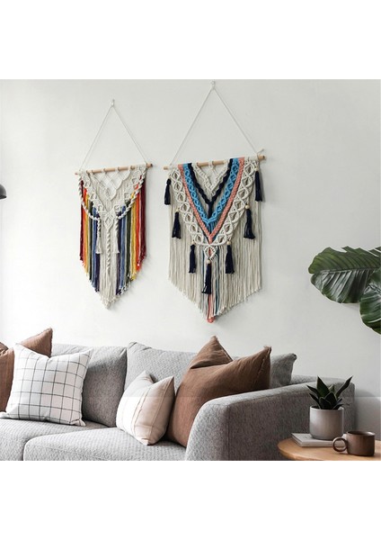 Renkli Püsküller El Dokuması Halılar Nordic Tarzı Oda Duvar Asmalar Bohem Homestay Dekoratif Duvar Asma B (Yurt Dışından) indirimleri