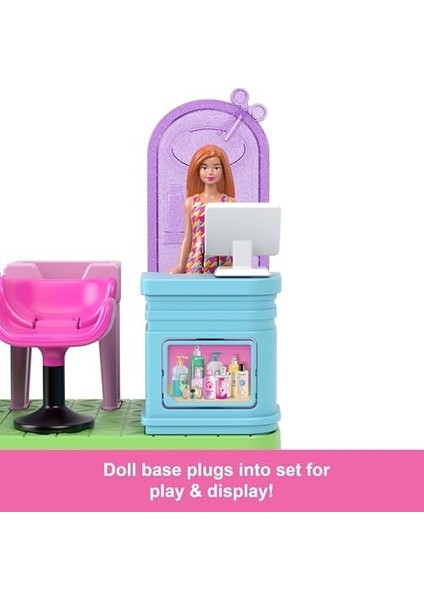 Mini Uygun Oyun Seti, 4 Cm'lik Bebek, Aynalı Kuaför Tezgahı, Şampuan Bölümü ve Hikaye Anlatımına Yönelik Karşılama Masası ile Kuaför Salonu, JCR32 modelleri
