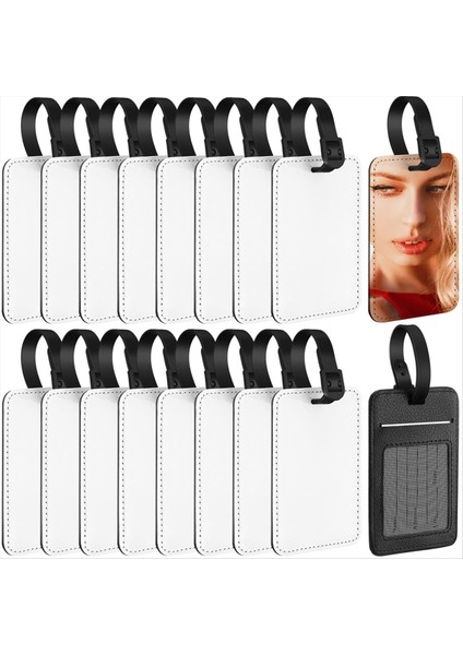 16PCS Süblimasyon Bagaj Etiketleri Pu Deri Ad Etiketi Boş Bavul Etiketleri Isı Transfer Çantası Etiketleri Kimlik Kartı Tutucu Seyahat (Yurt Dışından)