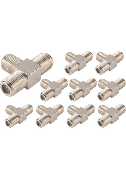 10 Paket 3 Yollu F Tipi Koaksiyel Kablo Ayırıcı Kombine, Video Vcr Anten Tv Kablosu Uydu Için 3 Dişi, Gümüş (Yurt Dışından)